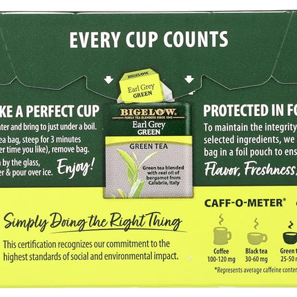 Bigelow Tea Green Tea - Earl Grey - Case Of 6-20 Bag
