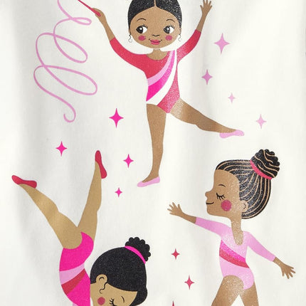 The Children's Place Lot de 2 tee-shirts graphiques à manches courtes assortis pour filles, Filles/Gymnastique, 2 pièces, 4T