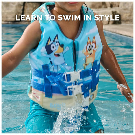 SwimWays Bluey Life Jacket, US Coast Guard Approved Kids Swim Vest, 100-120kg, Blue