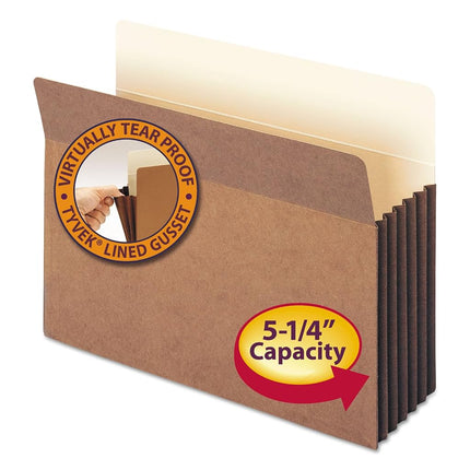 Smead File Pocket, Straight-Cut Tab, 5-1/4" Expansion, Letter Size, Redrope, 10 per Box (73274)