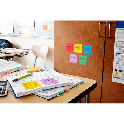 Post-it Super Sticky Notes, 3x3 in, 15 Pads, 2X the Sticking Power, Energy Boost, Bright Colors (Orange, Pink, Blue, Green), Recyclable (654-24SSAU-CP)