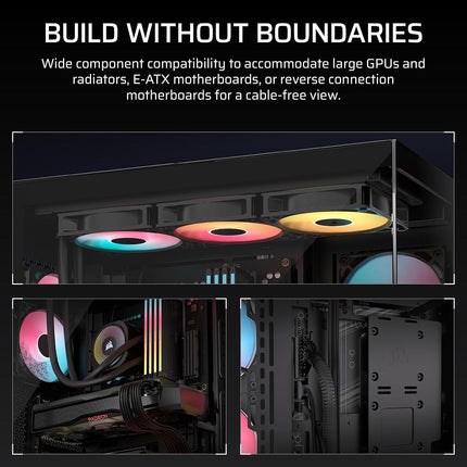 CORSAIR 3500X RS-R ARGB Panoramic Mid-Tower PC Case – 3x Pre-Installed RS120-R ARGB Fans, GPU Anti-Sag Arm, Fits up to 10x 120mm Fans, Reverse Connection Motherboard Compatible – Black