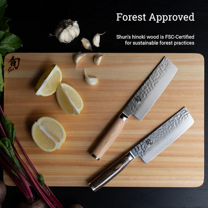 Shun Cutlery Large Hinoki Cutting Board, 17.75" x 11.75" Large Wooden Cutting Board for Kitchen, Medium-Soft Wood Preserves Knife Edges, Forest Stewardship Council Certified, Japanese Chopping Board