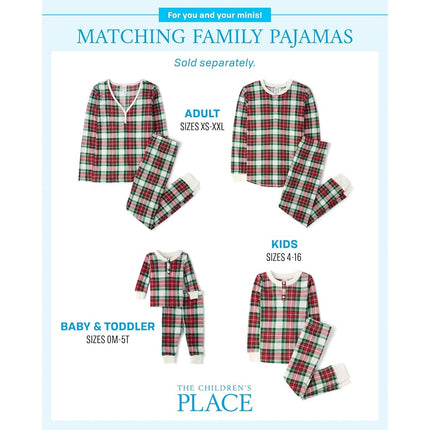 The Children's Place Baby Toddler 2 Piece Family Matching, Thermal Pajamas Sets, Red Tartan Plaid, X-Small