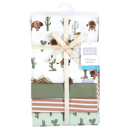 Lot de 4 couvertures d'emmaillotage en flanelle de coton pour bébé unisexe Hudson Baby, modèle Wilderness, taille unique