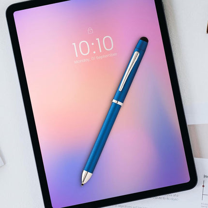 Bolígrafo multifunción CROSS Tech3+ azul metálico con puntero incl. caja de regalo prémium – Bolígrafo y portaminas recargable