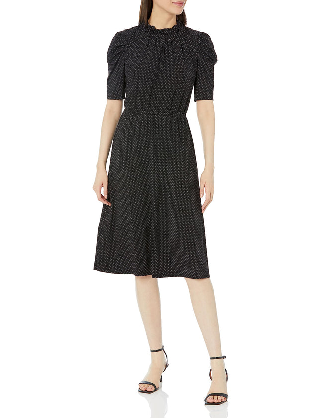 Adrianna Papell Women's Ruffle Neck Short Sleeve D