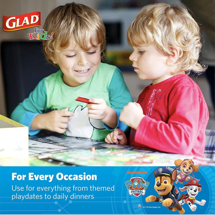 Glad for Kids 7-Inch Paper Plates | White Small Round Paper Plates With Paw Patrol Emoji Design | 20 Ct Heavy Duty Disposable Soak Proof Microwavable Paper Plates, 5 Pack (100 Plates Total)
