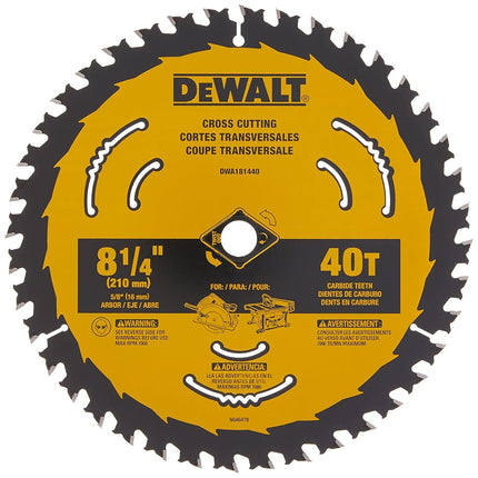 DEWALT Circular Saw Blade, 8 1/4 Inch, 40 Tooth, Cross Cutting (DWA181440)