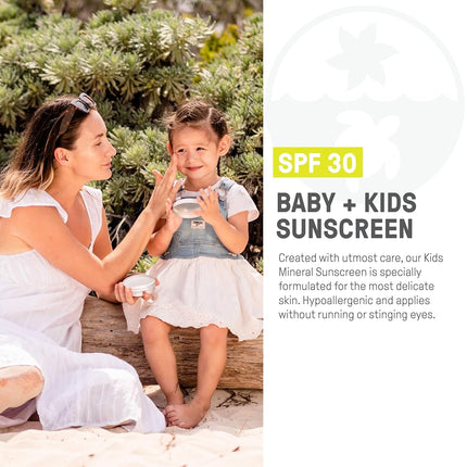 Raw Elements Baby + Kids SPF 30 Organic Sunscreen Lotion Non-Nano Zinc Oxide, Reef-Safe, Cruelty-Free, Gentle and Moisturizing, Zero Waste Tin, 3oz