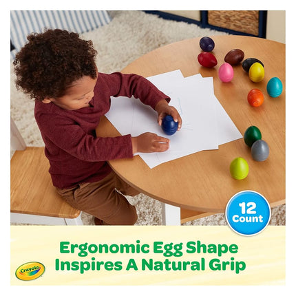 Crayola Palm Grasp Crayons, Crayones de Huevo, Regalo para Niños Pequeños, 12 Unidades