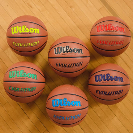 WILSON Evolution Indoor Game Basketball, Scarlet, Size 7-29.5"