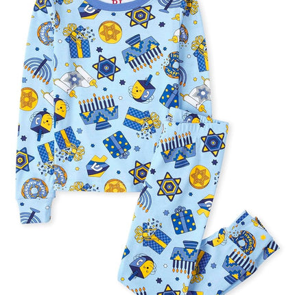 The Children's Place Baby Girls Family Matching Christmas Holiday Sets, Snug Fit 100% Cotton, Pajama Set, Hanukkah, 8 US