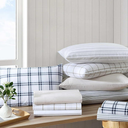 Nautica - Queen Bed Sheets, Lightweight Cotton Percale Bedding Set with Matching Pillowcases, Crisp & Cool, Oeko-Tex Certified (Plot Beige)