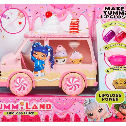 Yummiland Lipgloss Truck - Kids Lip Gloss, Includes 2 Num Noms, 2 Lip Gloss Making Kits with Chocolate and Birthday Cake Flavours, Suitable for Kids Ages 4 and Up