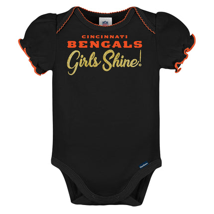 NFL Gerber Bébé Fille Lot de 3 Bodys Manches Courtes, Couleurs d'Équipe, 18 Mois