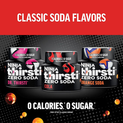 Ninja Thirsti Water Drops Flavored Drops, ZERO SODA Variety Pack, Classic Soda Flavors, Sparkling or Still, Zero Calories, Zero Sugar, Makes 17, 12 Ounce Drinks, 3 Pack, WCFV8