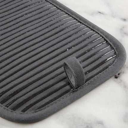 KitchenAid Quilted Cotton Terry Cloth Oven Mitt, Pot Holder Heat Resistant, 16"x26", 7"x13" & 7"x10", Charcoal Grey