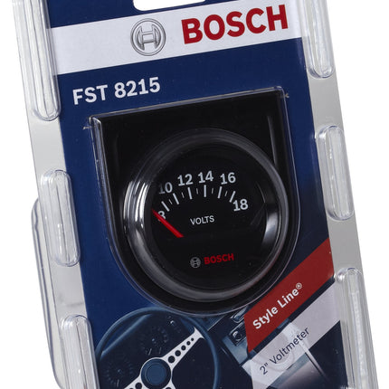 BOSCH SP0F000051 Style Line 2" Electrical Voltmeter Gauge (Black Dial Face, Black Bezel)