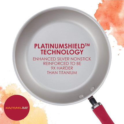 Rachael Ray 12158 Ensemble de cuisson vapeur en aluminium 3 pièces, rouge scintillant