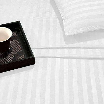 Elegant Comfort Luxury Soft Bed Sheets Dobby Stripe 1500 Thread Count Percale Egyptian Quality Softness Wrinkle and Fade Resistant (6-Piece) Bedding Set, King, White