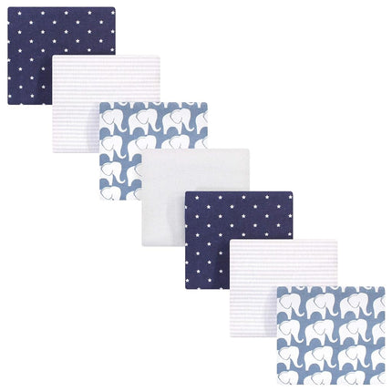 Hudson Baby Unisex Baby Cotton Flannel Receiving Blankets Bundle, Boy Elephant, One Size