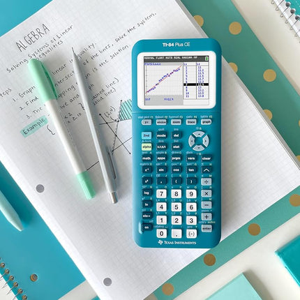 Texas Instruments TI-84 Plus CE Handheld Graphing Calculator, Teal, 84PLCE/TBL/1L1/AS