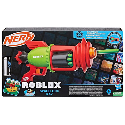 Nerf Roblox Build A Boat for Treasure: Spacelock Ray Blaster, Includes Code to Redeem Exclusive Virtual Item, 8 Elite Darts