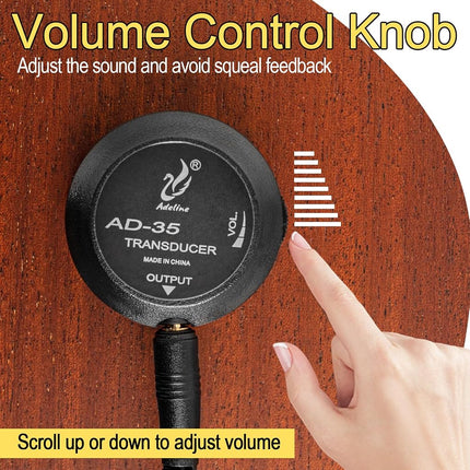 MUZTOP Guitar Pickup with Volume Control, Piezo Pickup Contact Microphone Transducer Pickup for Acoustic Guitar, Violin, Mandolin, ukulele, Banjo, Cello, Kalimba, Harp and More