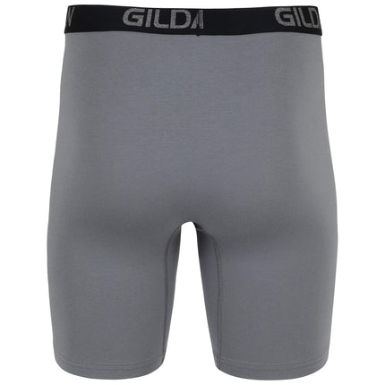 Gildan Men's Cotton Stretch Boxer Brief, Multipack, Grey Flannel/Black Soot (4-Pack, Long Leg), M (Pack of 4)