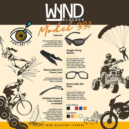 WYND Blocker Motorcycle Riding Glasses Extreme Sports Wrap Sunglasses, Blue, Smoke
