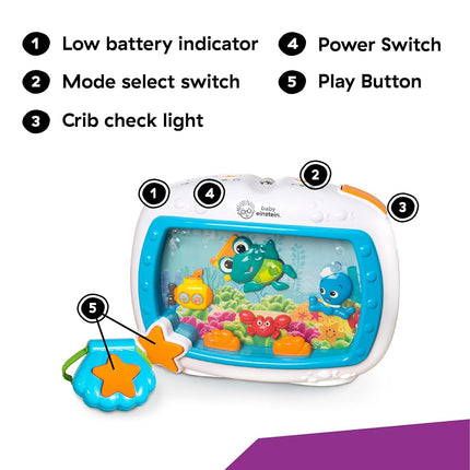 Baby Einstein Sea Dreams Soother, Crib Toy with Remote, Baby Sleep Aid, Calming Lights & Melodies, Newborn and Up