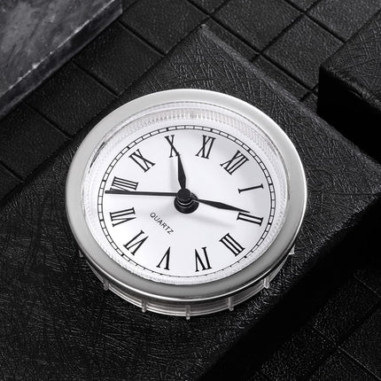 2.4 Inch (61 mm) Quartz Clock Fit-up/Insert with Roman Numeral, Quartz Movement (Silver Rim)