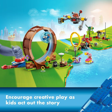 Jeu de Construction LEGO Sonic The Hedgehog Défi du Looping de la Zone de Green Hill de Sonic, Jouet Sonic Adventure avec 9 Personnages Sonic et ses Amis, Cadeau Amusant pour les Joueurs et Jeunes Fans de 8 Ans, 76994