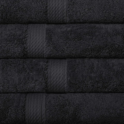 Lot de 4 serviettes à main supérieures en coton égyptien, serviettes de luxe ultra douces, essentiels épais et moelleux, absorbantes et lourdes, pour salle de bain d'invités, hôtel, spa, salle de bain à domicile, essentiels de douche, noir