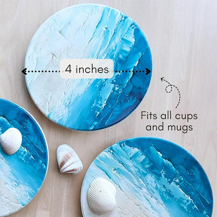Ceramic Marble Coasters Set of 6, Absorbent Drink Coasters for Table