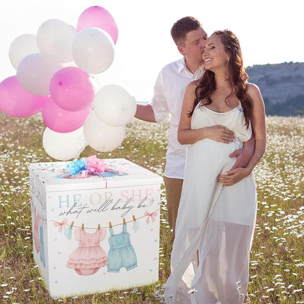 AmazingSpark 28in Giant Gender Reveal Gift Box Kit, Baby Clothes