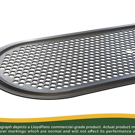 LloydPans Kitchenware 7 inch by 18 inch Perforated Flatbread Pan, Pre-Seasoned, Stick Resistant Pan Made in The USA, Black