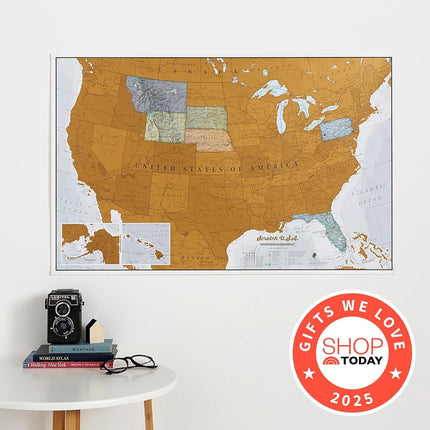 Maps International Scratch Off Map of The US – USA Wall Map – Scratch Off – Detailed Cartography - US States - National Parks - 36 x 24