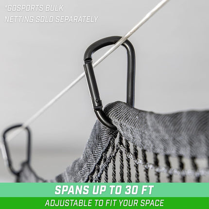 GoSports 30 ft Span Adjustable Wire Hanging Kit - Stainless Steel Cable System for Indoor & Outdoor Use - Hang Sports Nets, String Lights and More