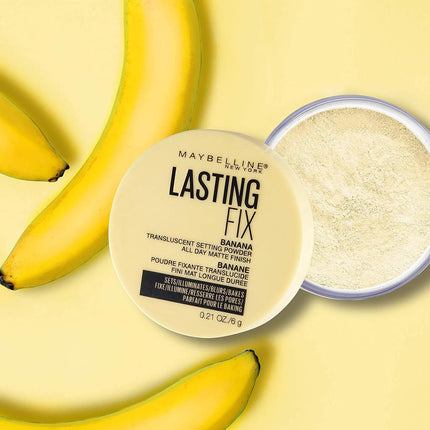 Maybelline New York Banana Powder, Loose Setting Face Powder Makeup, Fine Setting Powder, Matte Finish, Soft Focused Effect, Suitable for All Skin Tones, Shade 10, 0.21 Oz