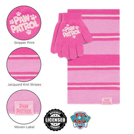 Nickelodeon girls Toddler Winter Hat, Scarf & Mittens Set 2-4 Or Paw Patrol Marshall Hat, Scarves & Kids Gloves Sets 4-7, Pink - Gloves Set, Ages 4-7