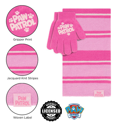 Nickelodeon girls Toddler Winter Hat, Scarf & Mittens Set 2-4 Or Paw Patrol Marshall Hat, Scarves & Kids Gloves Sets 4-7, Pink - Gloves Set, Ages 4-7