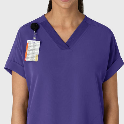 WonderWink Women's Drop Shoulder Boxy Scrub Top, Grape, 3X