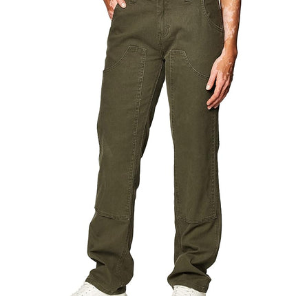 Dickies Women's Stretch Duck Double Front Carpenter Pant, Rinsed Moss Green, 10