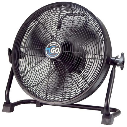 Ventilador de exterior recargable inalámbrico HydroMist Cool n Go de 12", Negro