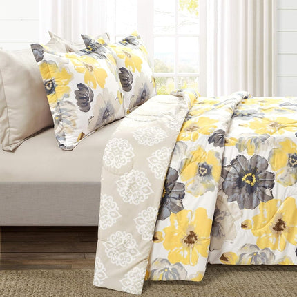 Lush Decor Leah, Polyester, Yellow & Gray, King