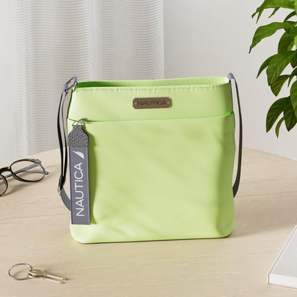 Nautica Women's Diver Nylon Small Crossbody Bag Purse with Adjustable Shoulder Strap Cross Body, Lime, One Size