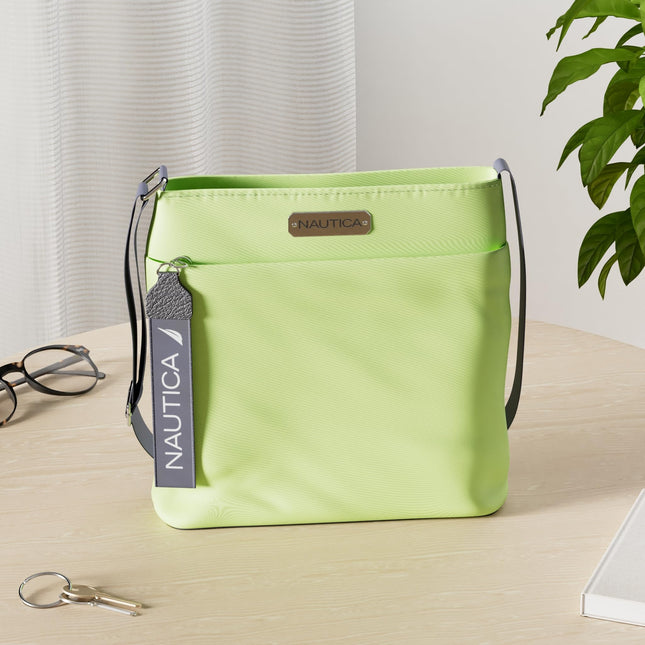 Nautica Women's Diver Nylon Small Crossbody Bag Purse with Adjustable Shoulder Strap Cross Body, Lime, One Size
