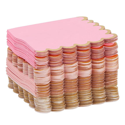 Sparkle and Bash Scallop Napkins for Parties (5 x 5 in, Light Pink, 100 Pack)
